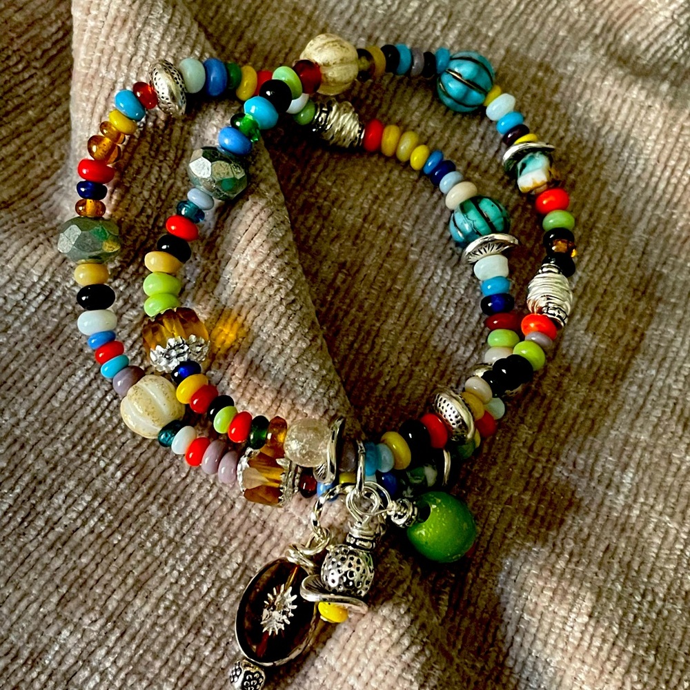 Stretch double strand beaded bracelet